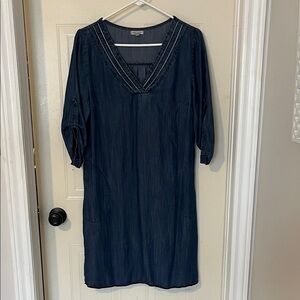 Dark Blue V-Neck Dress